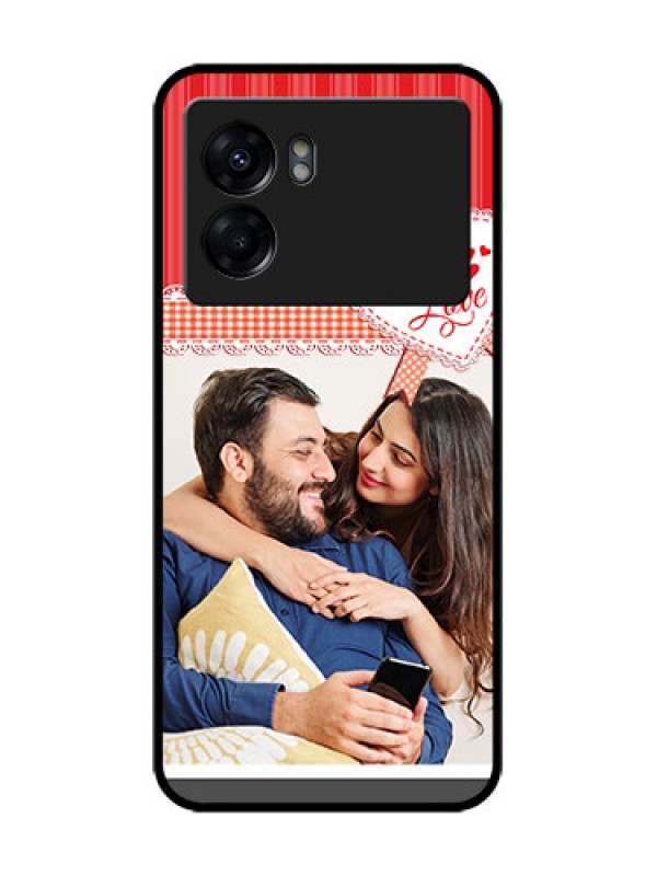 Custom Realme Narzo 50 5G Custom Metal Phone Case - Red Love Pattern Design