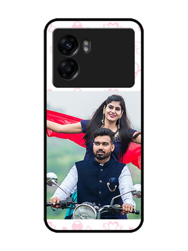 Custom Realme Narzo 50 5G Custom Metal Phone Case - Pink Flying Heart Design