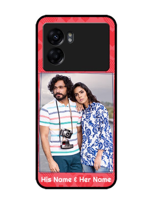 Custom Realme Narzo 50 5G Custom Metal Phone Case - With Red Heart Symbols Design