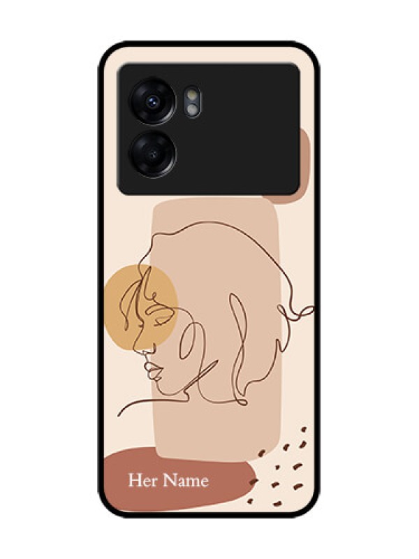 Custom Realme Narzo 50 5G Custom Metal Phone Case - Calm Woman Line Art Design