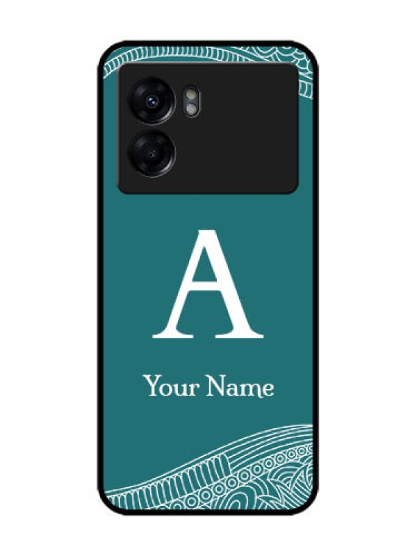Custom Realme Narzo 50 5G Custom Metal Phone Case - Line Art Pattern With Custom Name Design