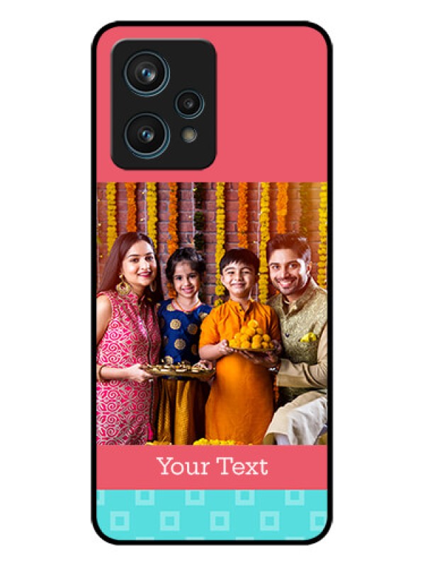 Custom Realme Narzo 50 Pro 5G Custom Metal Phone Case - Peach and Blue Color Design