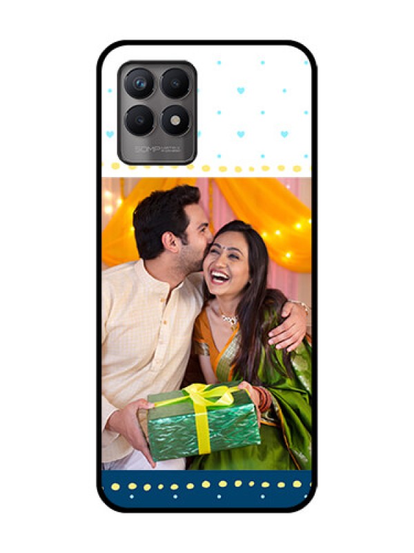 Custom Realme Narzo 50 Custom Metal Phone Case - White And Blue Abstract Design