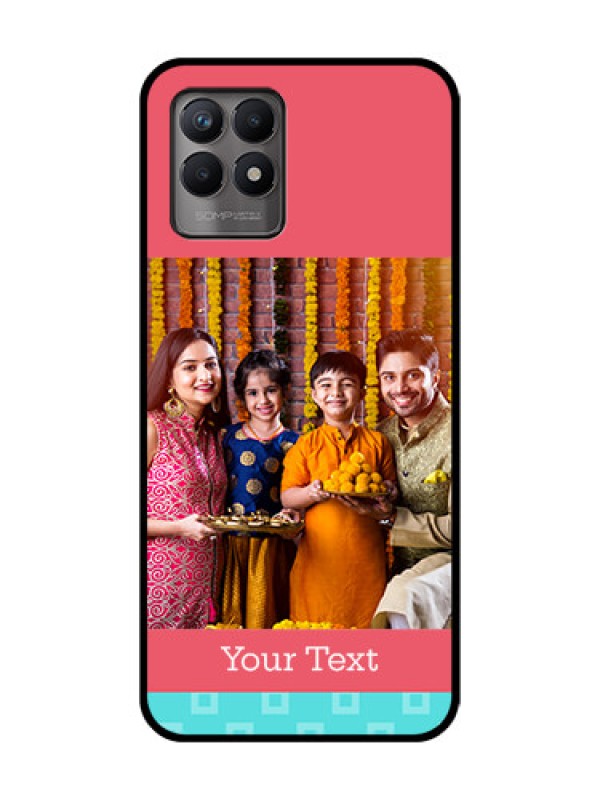 Custom Realme Narzo 50 Custom Metal Phone Case - Peach and Blue Color Design