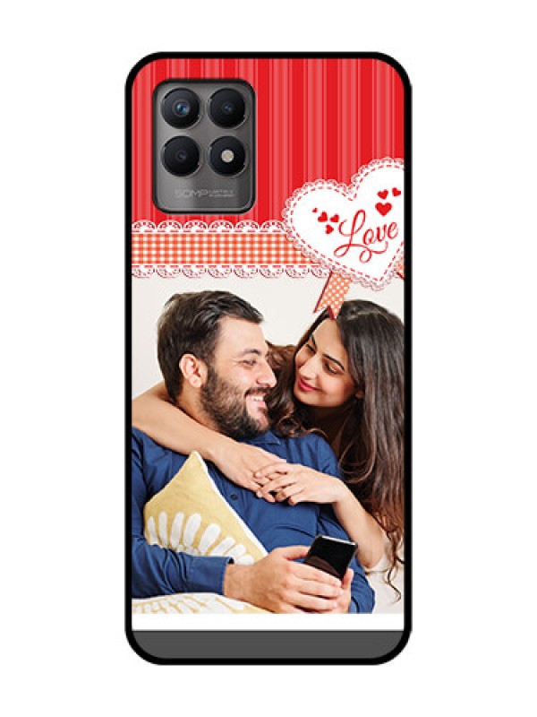 Custom Realme Narzo 50 Custom Metal Phone Case - Red Love Pattern Design