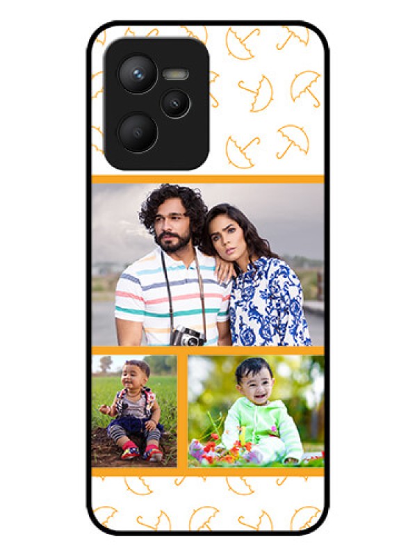 Custom Realme Narzo 50A Prime Custom Metal Phone Case - Yellow Pattern Design