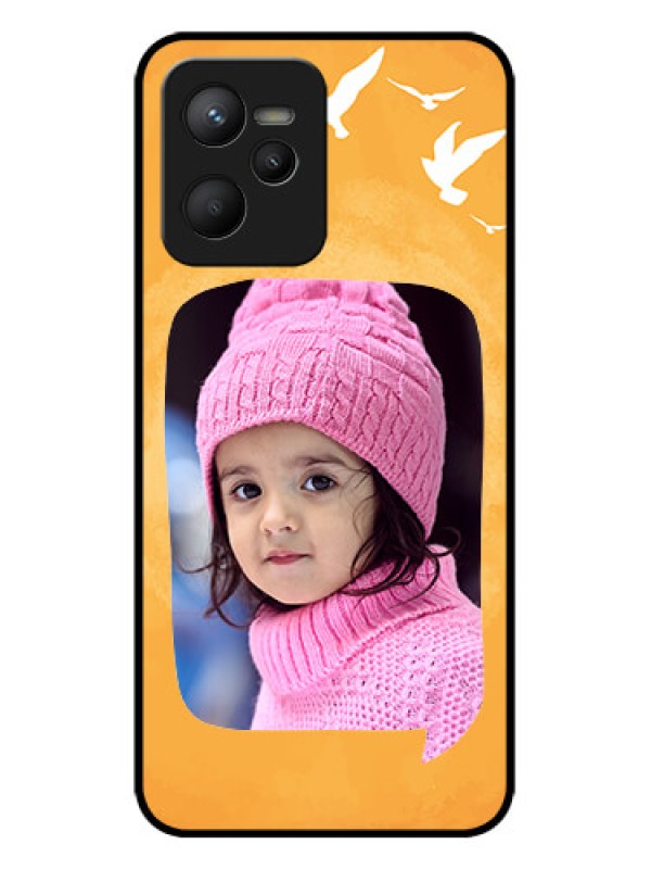 Custom Realme Narzo 50A Prime Custom Metal Phone Case - Water Color Design With Bird Icons