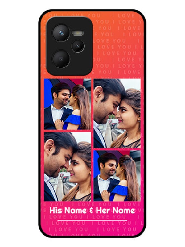 Custom Realme Narzo 50A Prime Custom Metal Phone Case - I Love You Pink Design