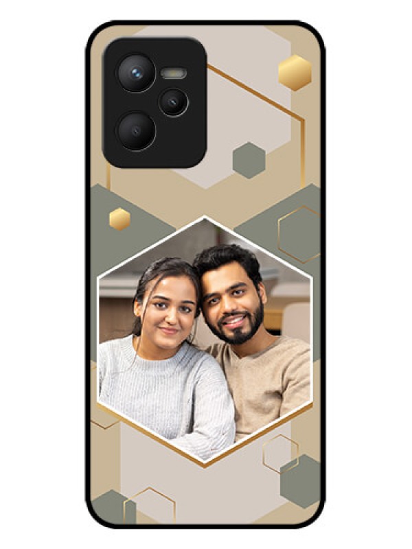 Custom Realme Narzo 50A Prime Custom Metal Phone Case - Stylish Hexagon Pattern Design