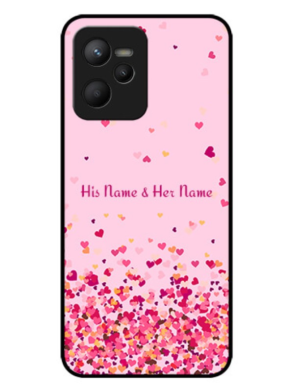 Custom Realme Narzo 50A Prime Custom Metal Phone Case - Floating Hearts Design