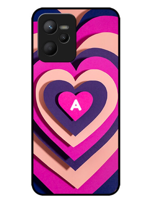 Custom Realme Narzo 50A Prime Custom Metal Phone Case - Cute Heart Pattern Design