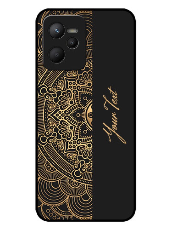 Custom Realme Narzo 50A Prime Custom Metal Phone Case - Mandala Art With Custom Text Design