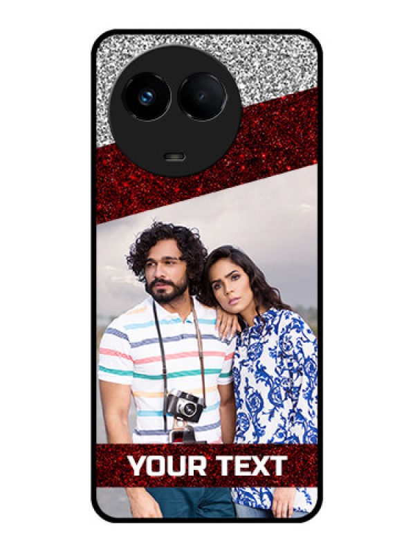 Custom Realme Narzo 60x 5G Custom Metal Phone Case - Image Holder With Glitter Strip Design