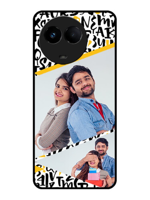 Custom Realme Narzo 60x 5G Custom Metal Phone Case - Letters Pattern Design