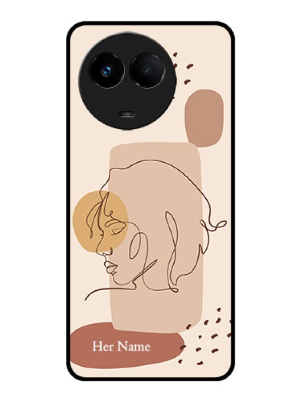 Custom Realme Narzo 60x 5G Custom Metal Phone Case - Calm Woman Line Art Design