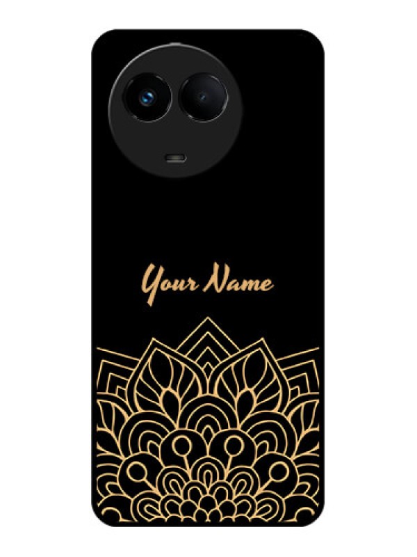 Custom Realme Narzo 60x 5G Custom Metal Phone Case - Golden Mandala Design