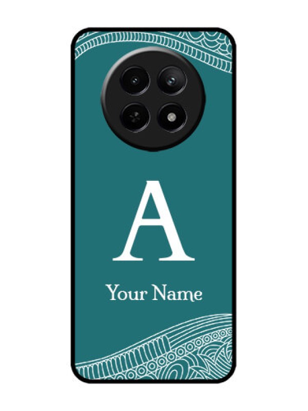 Custom narzo 70X 5G Custom Metal Phone Case - Line Art Pattern With Custom Name Design