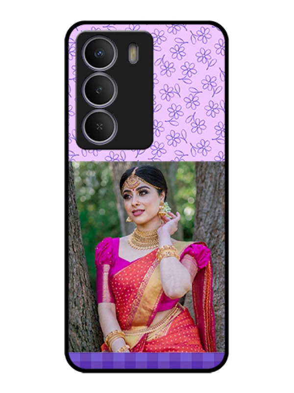 Custom Realme Narzo 80 Lite Custom Metal Phone Case - Purple Floral Design