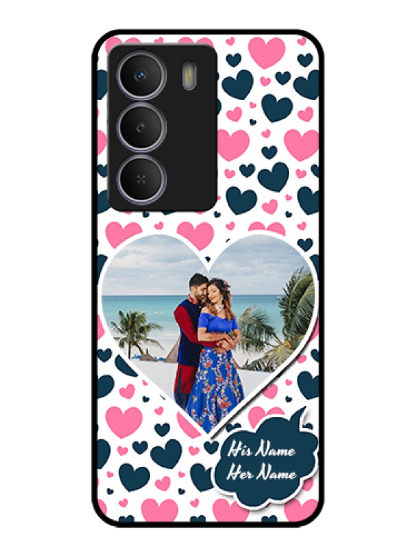 Custom Realme Narzo 80 Lite Custom Metal Phone Case - Pink & Blue Heart Design