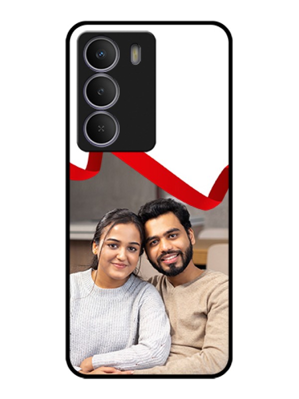 Custom Realme Narzo 80 Lite Custom Metal Phone Case - Red Ribbon Frame Design