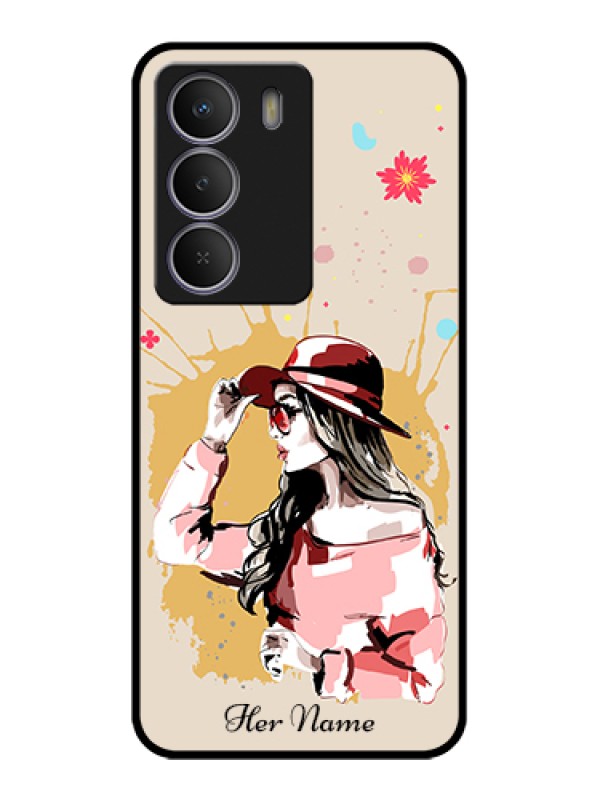 Custom Realme Narzo 80 Lite Custom Metal Phone Case - Women With Pink Hat Design