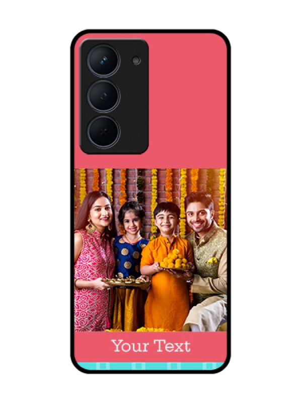 Custom Narzo 80x 5G Custom Metal Phone Case - Peach & Blue Color Design