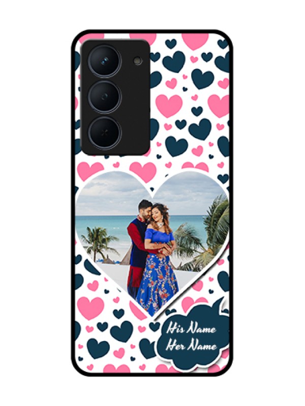 Custom Narzo 80x 5G Custom Metal Phone Case - Pink & Blue Heart Design