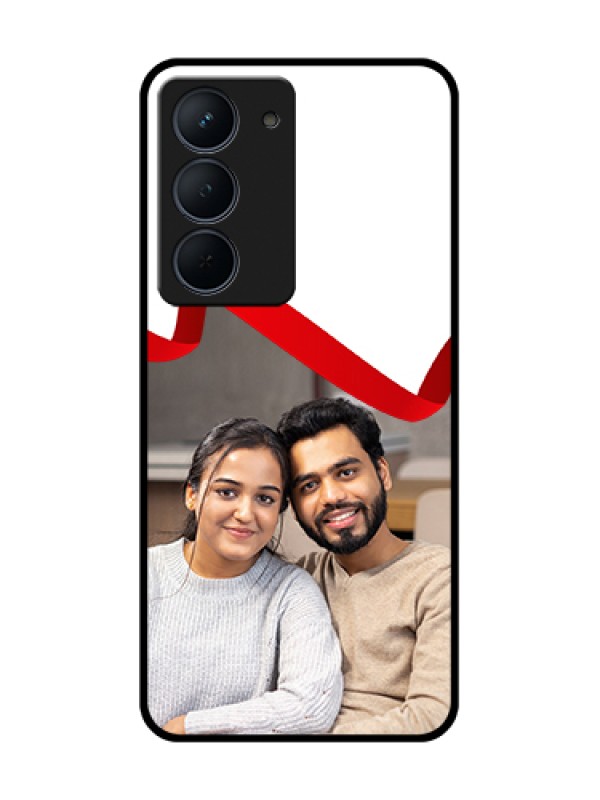 Custom Narzo 80x 5G Custom Metal Phone Case - Red Ribbon Frame Design