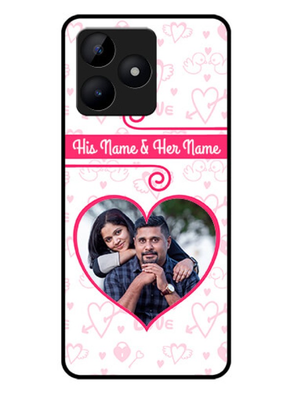 Custom narzo N53 Custom Metal Phone Case - Heart Shape Love Design