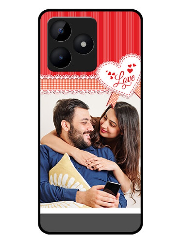 Custom narzo N53 Custom Metal Phone Case - Red Love Pattern Design