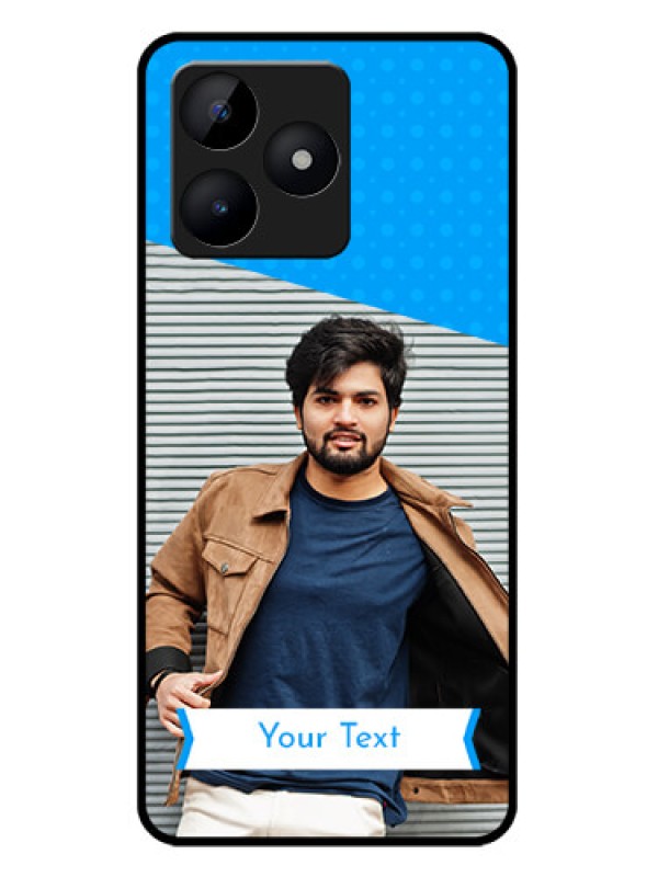 Custom narzo N53 Custom Metal Phone Case - Simple Blue Color Design