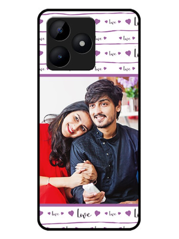 Custom narzo N53 Custom Metal Phone Case - Couples Heart Design