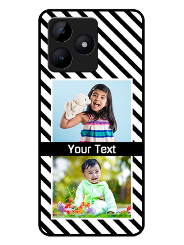 Custom narzo N53 Custom Metal Phone Case - Black And White Stripes Design