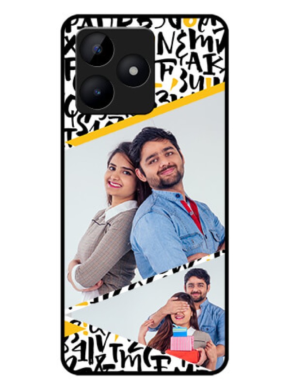 Custom narzo N53 Custom Metal Phone Case - Letters Pattern Design