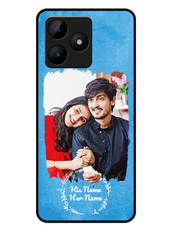 Custom narzo N53 Custom Metal Phone Case - Blue Color Vintage Design