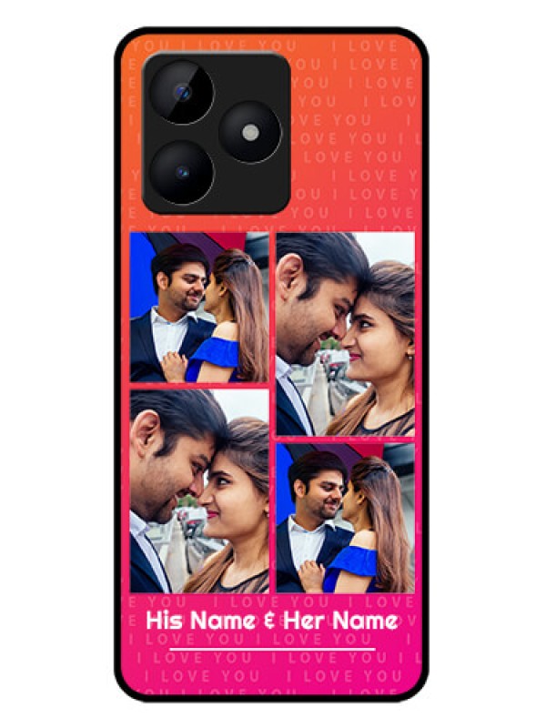 Custom narzo N53 Custom Metal Phone Case - I Love You Pink Design