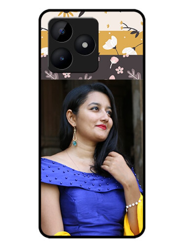 Custom narzo N53 Custom Metal Phone Case - Stylish Floral Design