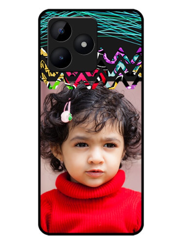 Custom narzo N53 Custom Metal Phone Case - Neon Abstract Design