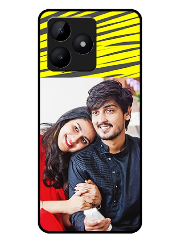 Custom narzo N53 Custom Metal Phone Case - Yellow Abstract Design