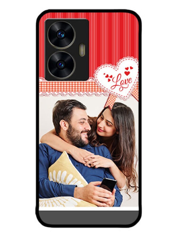 Custom narzo N55 Custom Metal Phone Case - Red Love Pattern Design