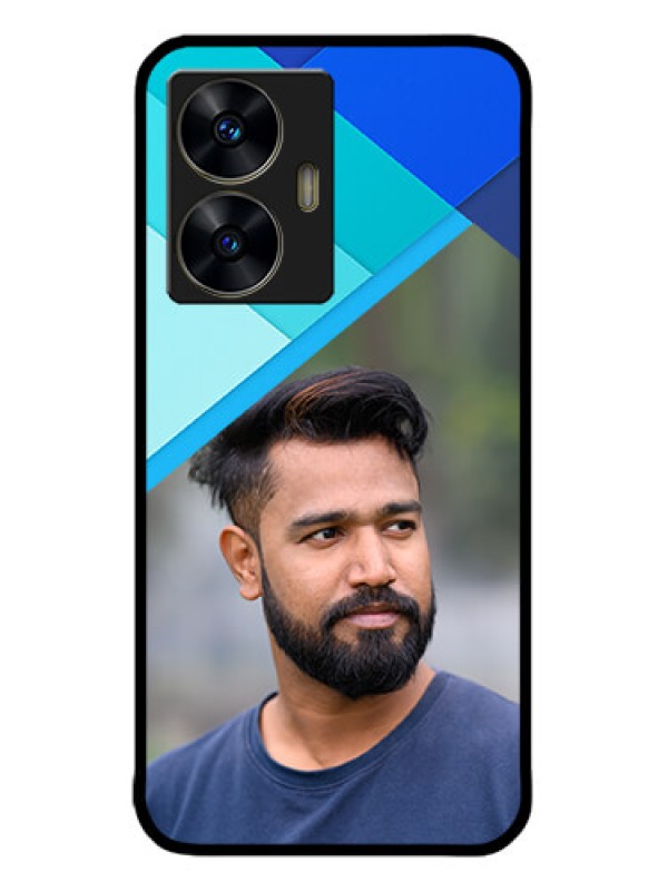 Custom narzo N55 Custom Metal Phone Case - Blue Pattern Design