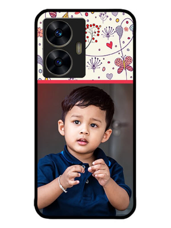 Custom narzo N55 Custom Metal Phone Case - Premium Floral Design