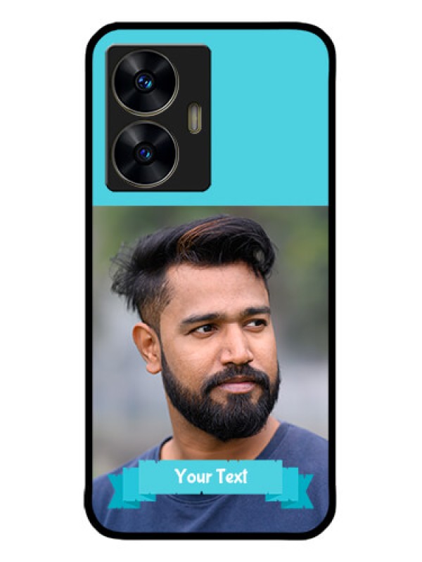 Custom narzo N55 Custom Metal Phone Case - Blue Color Design