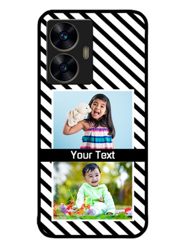 Custom narzo N55 Custom Metal Phone Case - Black And White Stripes Design