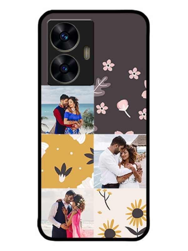 Custom narzo N55 Custom Metal Phone Case - 3 Images With Floral Design