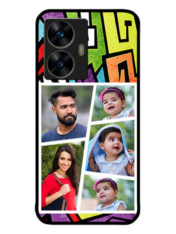 Custom narzo N55 Custom Metal Phone Case - Graffiti Pattern Design