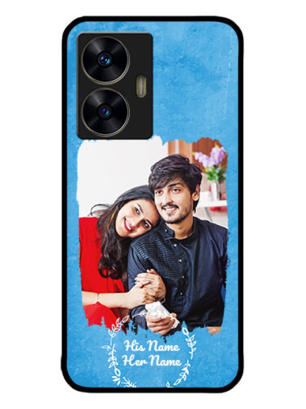 Custom narzo N55 Custom Metal Phone Case - Blue Color Vintage Design