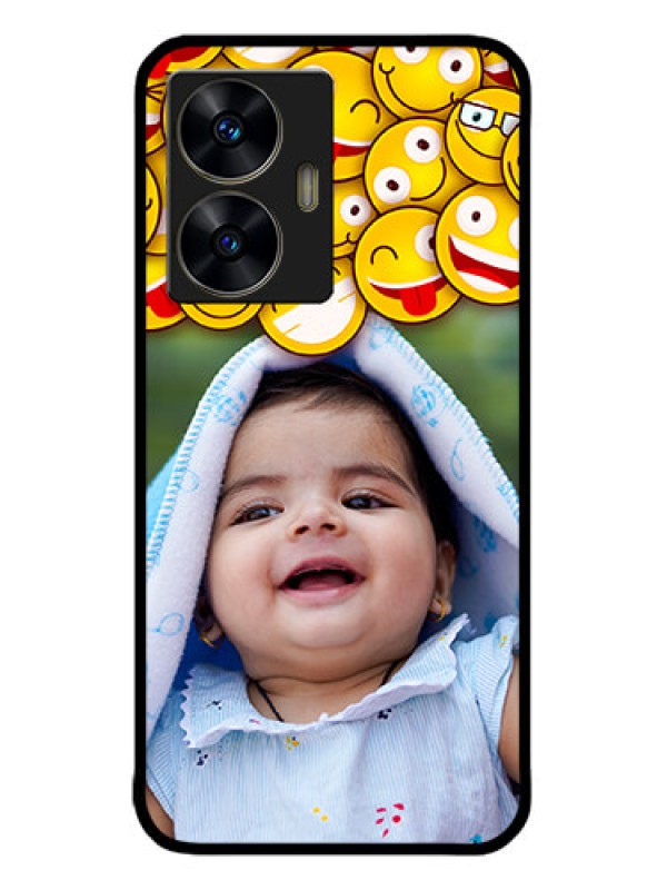 Custom narzo N55 Custom Metal Phone Case - With Smiley Emoji Design