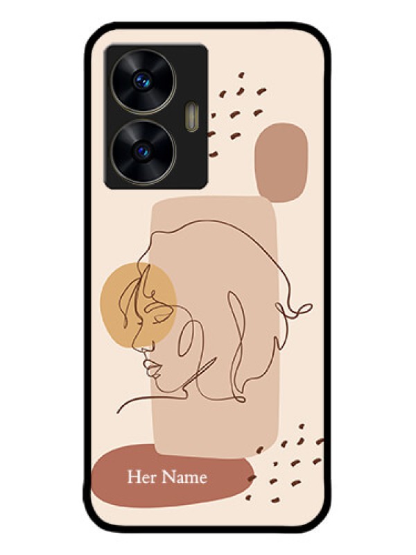 Custom narzo N55 Custom Metal Phone Case - Calm Woman Line Art Design
