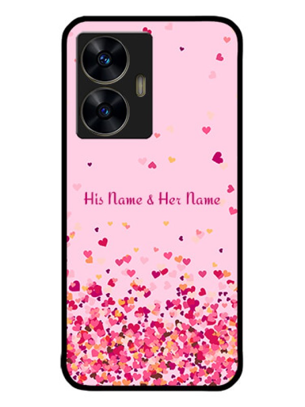 Custom narzo N55 Custom Metal Phone Case - Floating Hearts Design